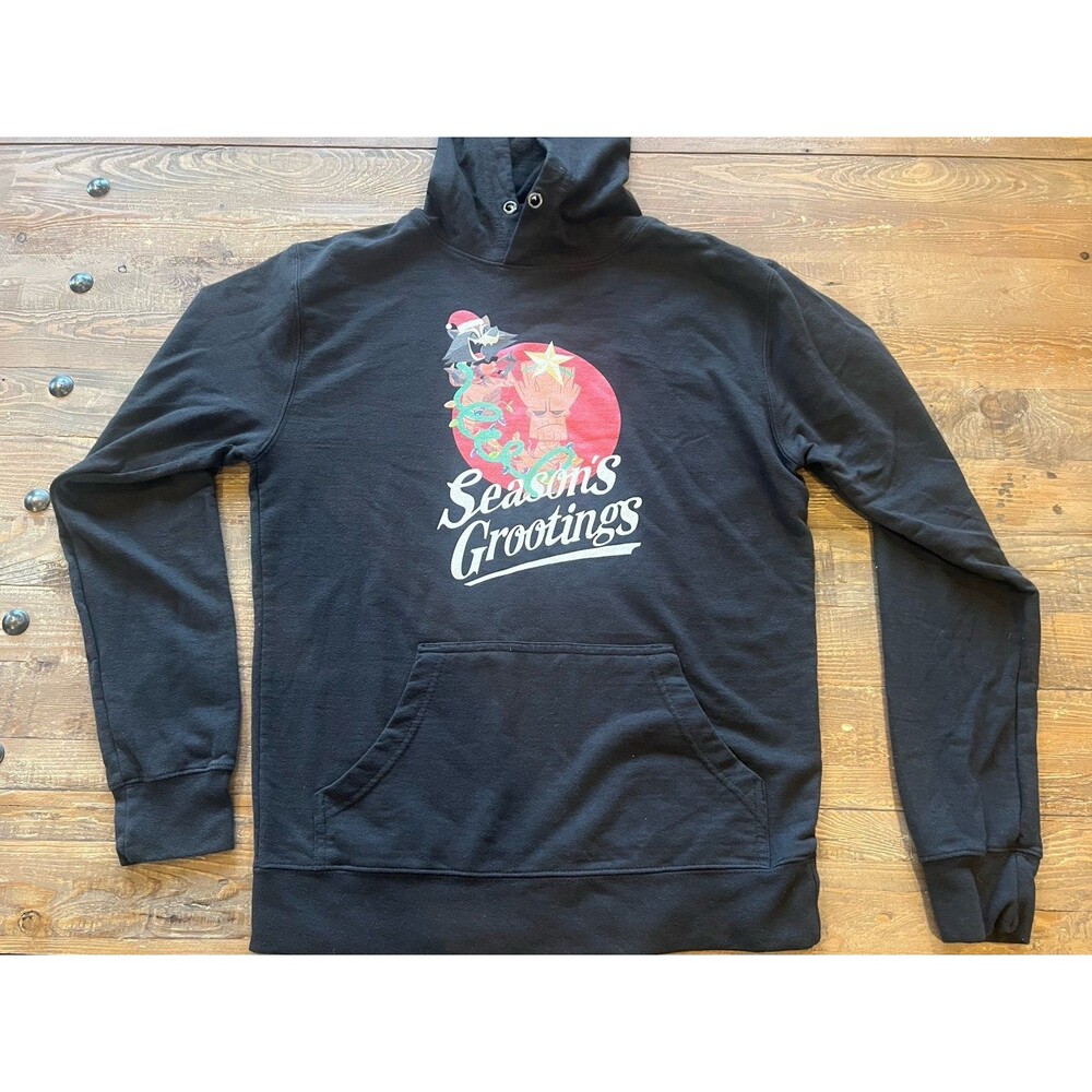 Disney Store Marvel Seasons Grootings Hooded Christmas Sweatshirt Mens Medium